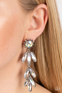Paparazzi Space Age Sparkle - Yellow - Iridescent Post Earrings