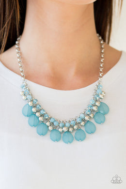 Paparazzi Trending Tropicana - Blue - Silver Necklace and matching Earrings - $5 Jewelry With Ashley Swint