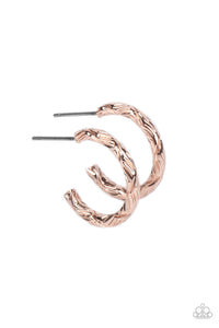 Paparazzi Triumphantly Textured - Rose Gold - Danity Hoop Earring