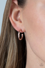 Load image into Gallery viewer, Paparazzi Triumphantly Textured - Rose Gold - Danity Hoop Earring