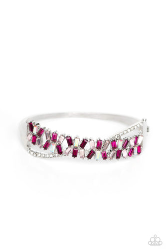 Paparazzi Timeless Trifecta - Pink - Hinge Bracelet NEW