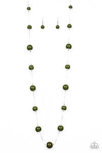 Paparazzi 5th Avenue Frenzy - Green Beads - Silver Chain Necklace and matching Earrings - $5 Jewelry with Ashley Swint