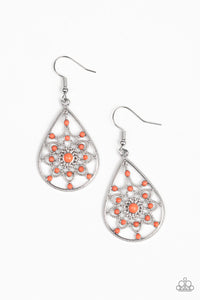 Paparazzi A Flair For Fabulous - Orange / Coral Beads - Silver Earrings - $5 Jewelry With Ashley Swint