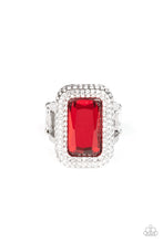 Load image into Gallery viewer, Paparazzi A Grand STATEMENT-MAKER - RED - Emerald Cut - White Rhinestones - Ring - $5 Jewelry with Ashley Swint