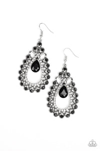 Paparazzi All About Business - Black Teardrop Gem - Black Rhinestone - Earrings - $5 Jewelry With Ashley Swint