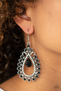 Paparazzi All About Business - Black Teardrop Gem - Black Rhinestone - Earrings - $5 Jewelry With Ashley Swint