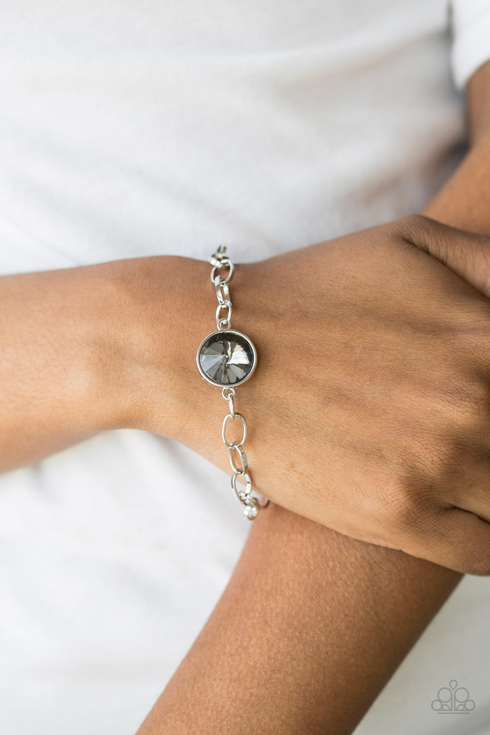 Paparazzi All Aglitter - Silver - Smoky Gem - Nice Silver Chain Toggle Closure - Bracelet - $5 Jewelry with Ashley Swint