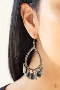 Paparazzi All In Good CHIME - Brass - Studded Hammered Discs - Earrings - $5 Jewelry with Ashley Swint