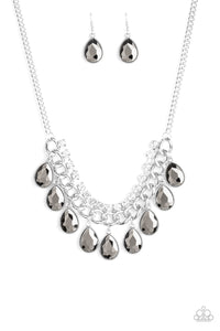 Paparazzi All Toget-HEIR Now - Silver - Teardrop Rhinestones - Bold Silver Chain - Necklace & Earrings - $5 Jewelry with Ashley Swint
