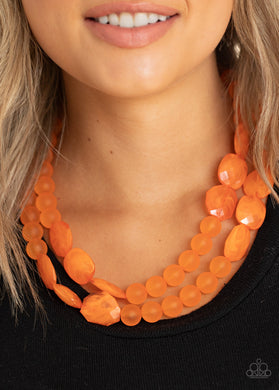 Paparazzi Arctic Art - Orange - Necklace & Earrings - $5 Jewelry with Ashley Swint
