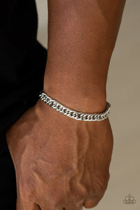 Paparazzi AWOL - Silver - Curb Chain - Black Cording - Sliding Knot Bracelet - $5 Jewelry with Ashley Swint