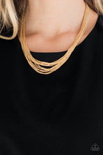 Load image into Gallery viewer, Paparazzi Backstage Bravado - Gold - Layered Gold Chains - Statement Necklace and matching Earrings - $5 Jewelry With Ashley Swint