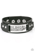 Load image into Gallery viewer, Paparazzi Bling Security - Black Leather - Silver Plate "Bling Security" Urban Bracelet - $5 Jewelry With Ashley Swint