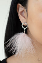 Load image into Gallery viewer, Paparazzi BOA Down - Pink - Feather - White Rhinestones - Post Earrings - $5 Jewelry with Ashley Swint