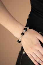 Load image into Gallery viewer, Paparazzi Boardroom Baller - Black - White Rhinestones - Ornate Silver Accents - Adjustable Bracelet - $5 Jewelry with Ashley Swint
