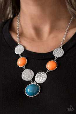 Paparazzi Bohemian Bombshell - Multi - Blue & Orange - Necklace & Earrings - $5 Jewelry with Ashley Swint