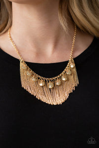 Paparazzi Bragging Rights - Gold - Faceted Teardrops - Necklace & Earrings - $5 Jewelry with Ashley Swint