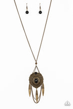 Load image into Gallery viewer, Paparazzi Cactus Canyon - Brass - Embossed Pendant, Layered Chains - Necklace and matching Earrings - $5 Jewelry With Ashley Swint