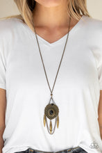Load image into Gallery viewer, Paparazzi Cactus Canyon - Brass - Embossed Pendant, Layered Chains - Necklace and matching Earrings - $5 Jewelry With Ashley Swint