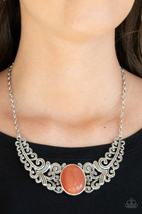 PRE-ORDER - Paparazzi Celestial Eden - Orange - Cat's Eye Stone - Necklace & Earrings - $5 Jewelry with Ashley Swint