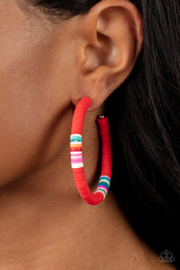 Paparazzi Colorfully Contagious - Red - Earrings - $5 Jewelry with Ashley Swint