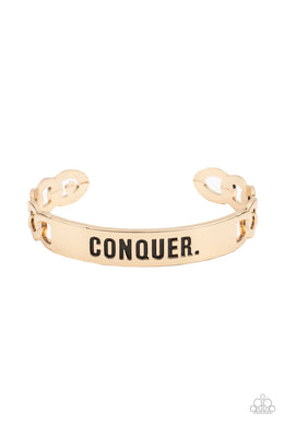Paparazzi Conquer Your Fears - Gold - Inspirational Bracelet - $5 Jewelry with Ashley Swint