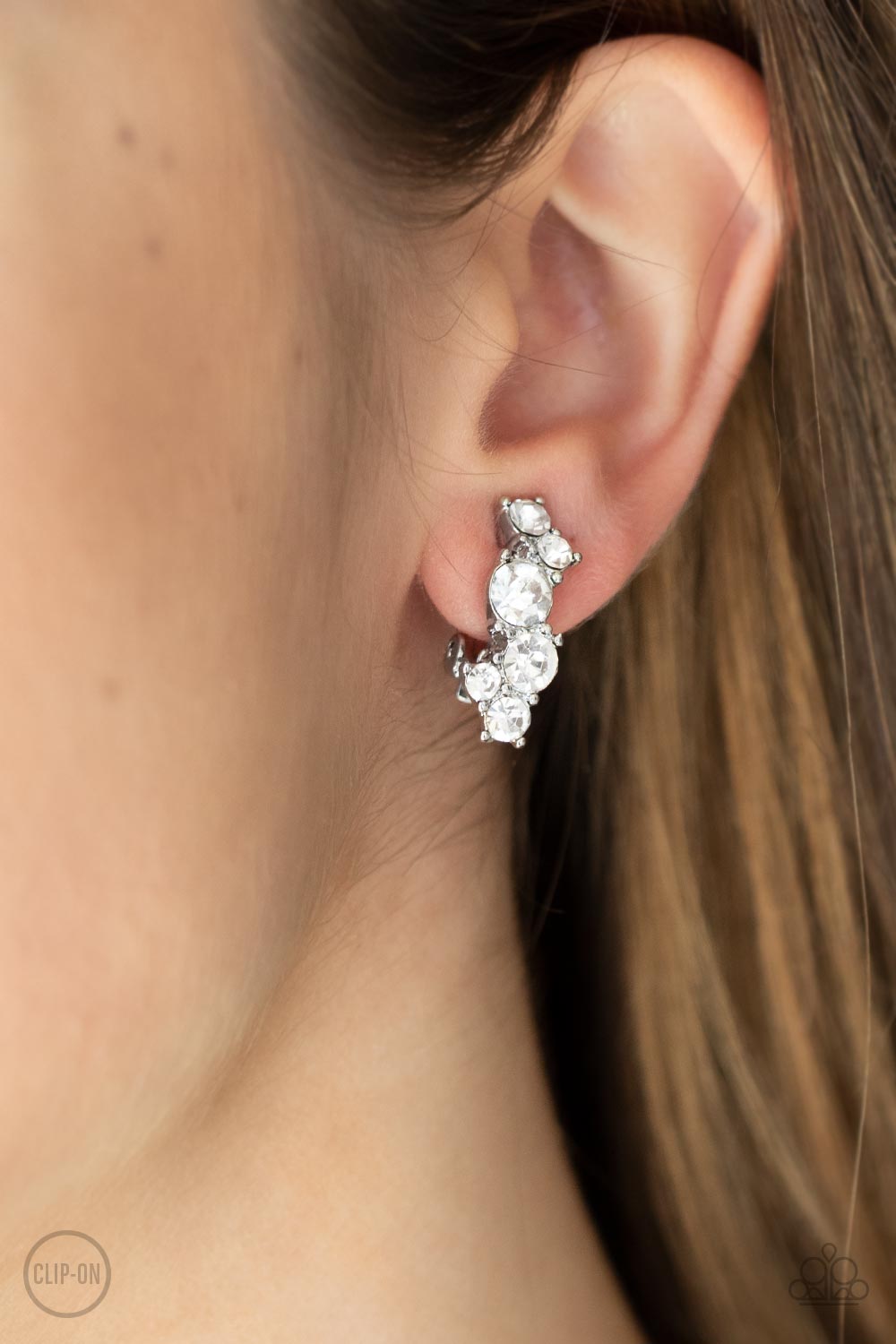 Paparazzi Cosmic Celebration - White - Clip On Earrings - $5 Jewelry with Ashley Swint