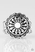 Load image into Gallery viewer, Paparazzi Daringly Daisy - White Bead - Silver Floral Ring - $5 Jewelry With Ashley Swint
