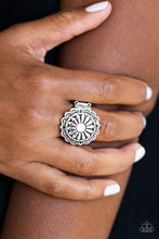 Load image into Gallery viewer, Paparazzi Daringly Daisy - White Bead - Silver Floral Ring - $5 Jewelry With Ashley Swint