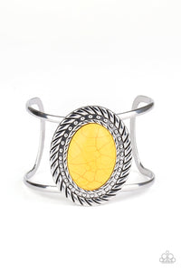 Paparazzi Desert Aura - Yellow Stone - Silver Cuff Bracelet - $5 Jewelry with Ashley Swint