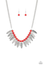 Load image into Gallery viewer, Paparazzi Desert Plumes - Red Stone - Silver Feathers - Necklace &amp; Earrings - $5 Jewelry with Ashley Swint