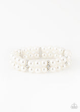 Load image into Gallery viewer, Paparazzi Downtown Debut - White Pearly Beads &amp; Rhinestones - Stretchy Bracelet - $5 Jewelry with Ashley Swint