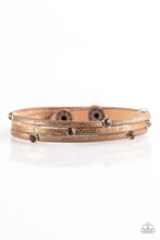 Load image into Gallery viewer, Paparazzi Drop A SHINE - Copper - Brown Leather - Topaz Rhinestones - Wrap Snap Bracelet - $5 Jewelry With Ashley Swint