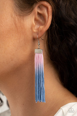 Paparazzi Dual Immersion - Pink / Blue - Fringe Earrings - $5 Jewelry with Ashley Swint