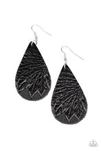 Load image into Gallery viewer, Paparazzi Everyone Remain PALM! - Black - Leafy Palm Leather - Earrings - $5 Jewelry with Ashley Swint