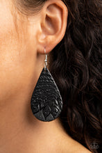 Load image into Gallery viewer, Paparazzi Everyone Remain PALM! - Black - Leafy Palm Leather - Earrings - $5 Jewelry with Ashley Swint