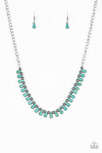 Load image into Gallery viewer, Paparazzi Extinct Species - Blue - Turquoise Teardrop Stones - Silver Fringe Necklace &amp; Earrings - $5 Jewelry with Ashley Swint
