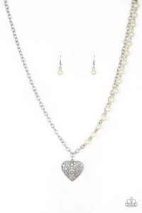 Paparazzi Forever In My Heart - Yellow Pearls - Silver Necklace & Earrings - $5 Jewelry With Ashley Swint
