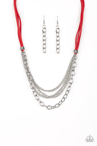 Paparazzi Free Roamer - Red - Suede - Silver Chain Necklace & Earrings - $5 Jewelry with Ashley Swint