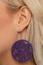 Load image into Gallery viewer, Paparazzi Fresh Off The Vine - Purple - Wooden Filigree Earrings - $5 Jewelry with Ashley Swint