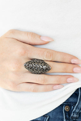 PRE-ORDER - Paparazzi FRILL Ride - Black - Ring - $5 Jewelry with Ashley Swint