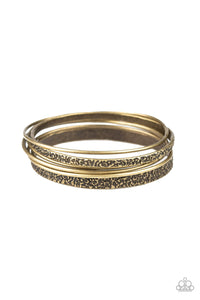 Paparazzi Full Circle - Brass - Antiqued Finish - Set of 7 - Bangle Bracelets - $5 Jewelry with Ashley Swint