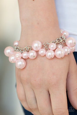 Paparazzi Girls in Pearls - Pink Pearls - Silver Chain Bracelet - $5 Jewelry With Ashley Swint
