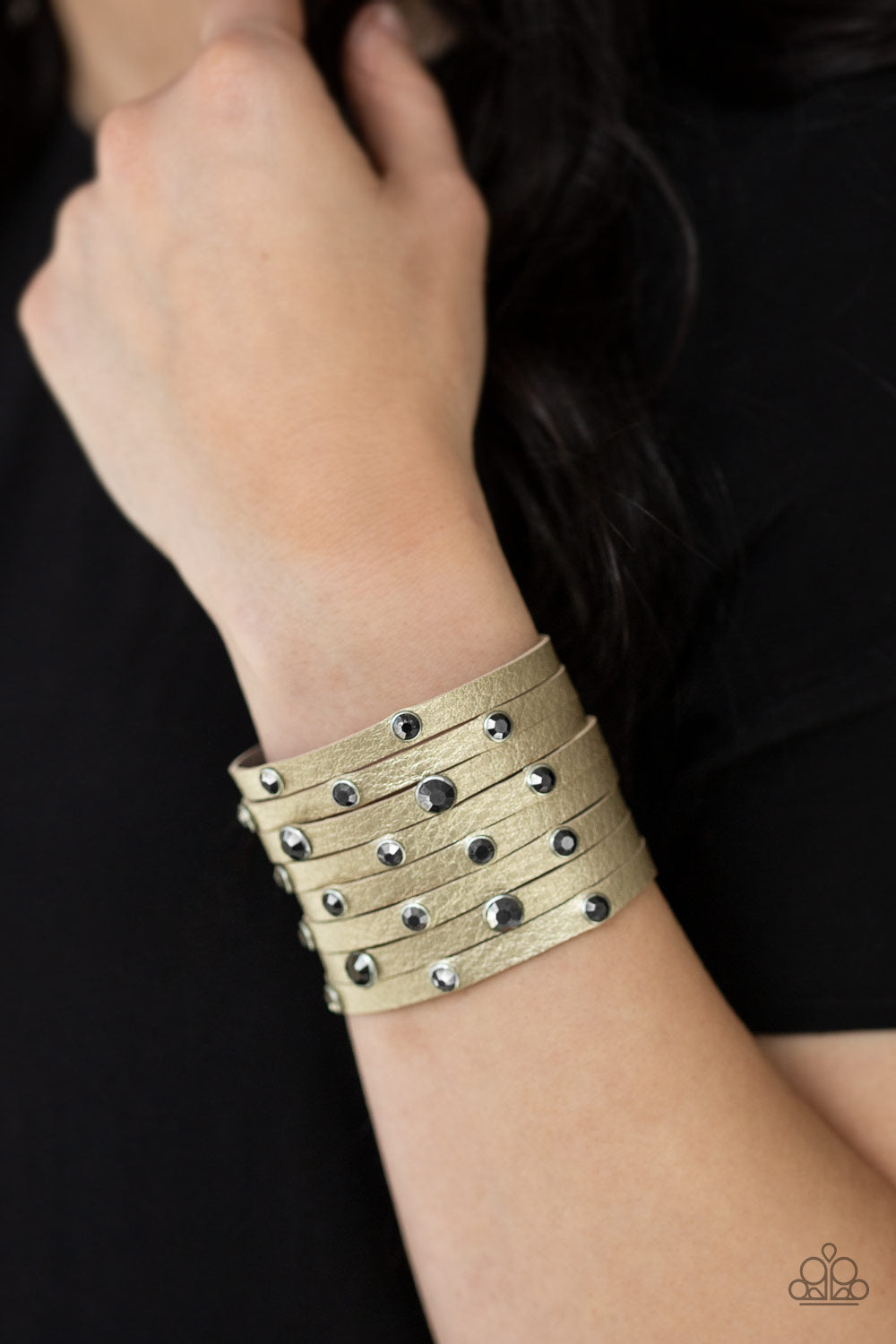 Paparazzi Go-Getter Glamorous - Multi - Hematite Rhinestones - Wrap Snap Bracelet - $5 Jewelry With Ashley Swint