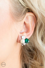 Load image into Gallery viewer, Paparazzi Highly High-Class - Green &amp; White Rhinestones - Clip On Earrings - $5 Jewelry with Ashley Swint