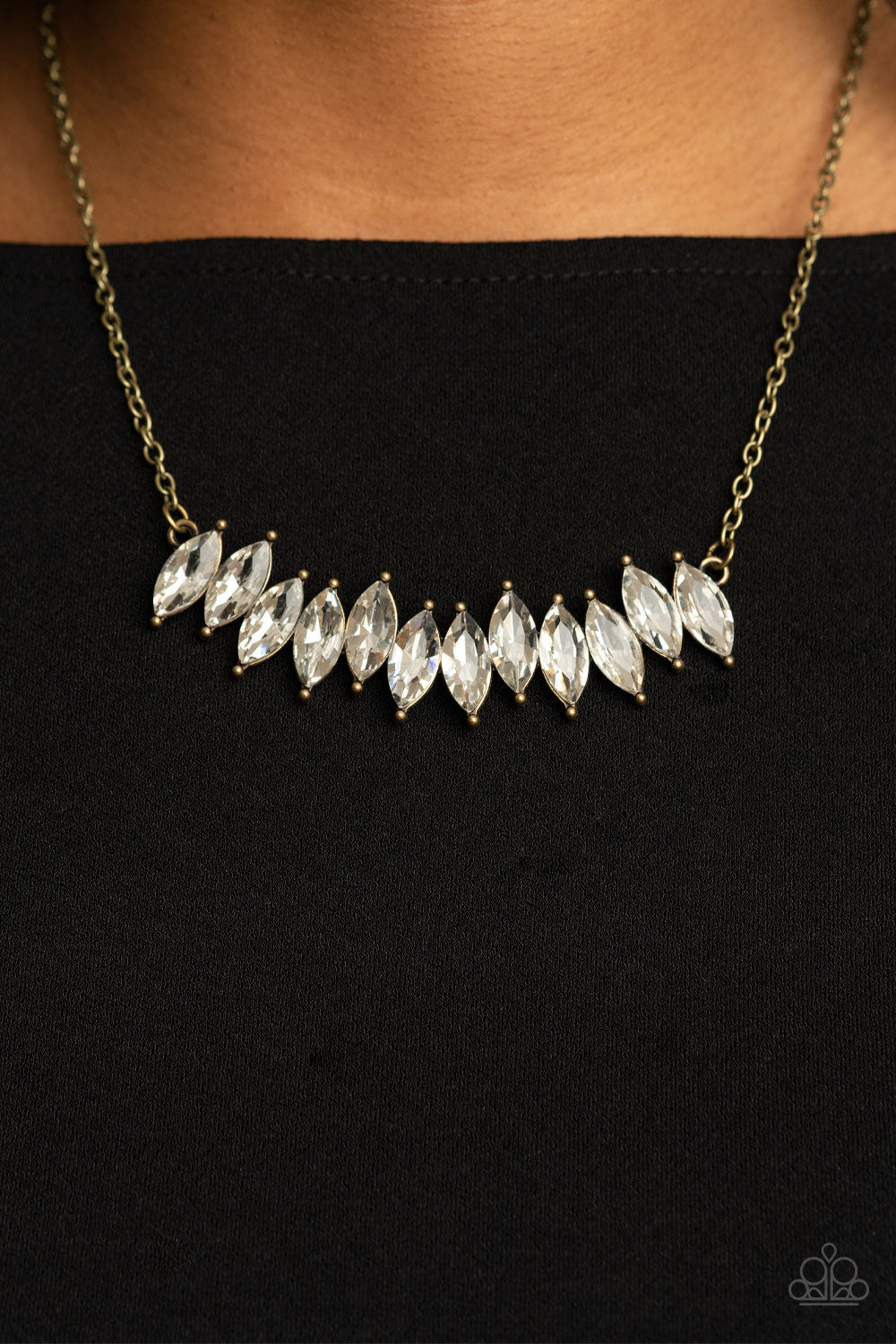 PRE-ORDER - Paparazzi Icy Intensity - Brass - Necklace & Earrings - $5 Jewelry with Ashley Swint