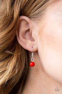 Paparazzi Impressive Edge - Red - Hammered Silver Teardrop - Necklace & Earrings - $5 Jewelry with Ashley Swint
