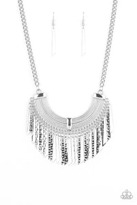 Paparazzi Impressively Incan - Silver - Hammered in Shimmery Textures - Necklace & Earrings - $5 Jewelry with Ashley Swint
