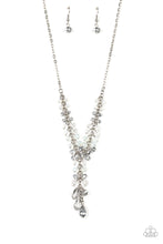 Load image into Gallery viewer, Paparazzi Iridescent Illumination - White - Opaque Crystal Fringe - Silver Necklace &amp; Earrings - $5 Jewelry with Ashley Swint