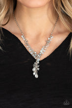 Load image into Gallery viewer, Paparazzi Iridescent Illumination - White - Opaque Crystal Fringe - Silver Necklace &amp; Earrings - $5 Jewelry with Ashley Swint